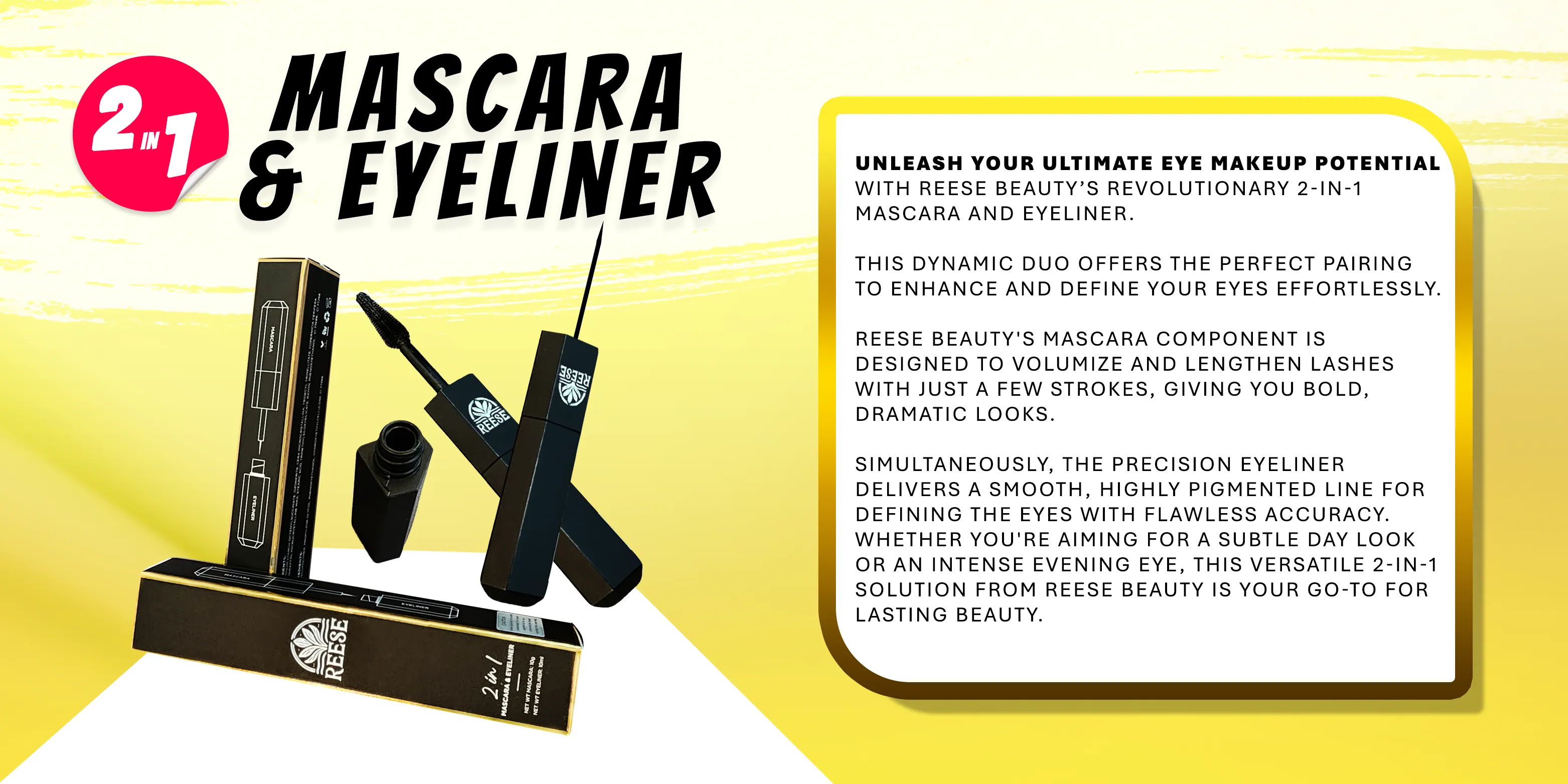 2-in-1 Mascara & Eyeliner|Bold Volume|Precise Lines |All Day Wear|Smudge-Proof|Waterproof|Perfect for Glam Look|Long Lasting|Volumizing|Lengthening|Thickening|Long-Wearing
