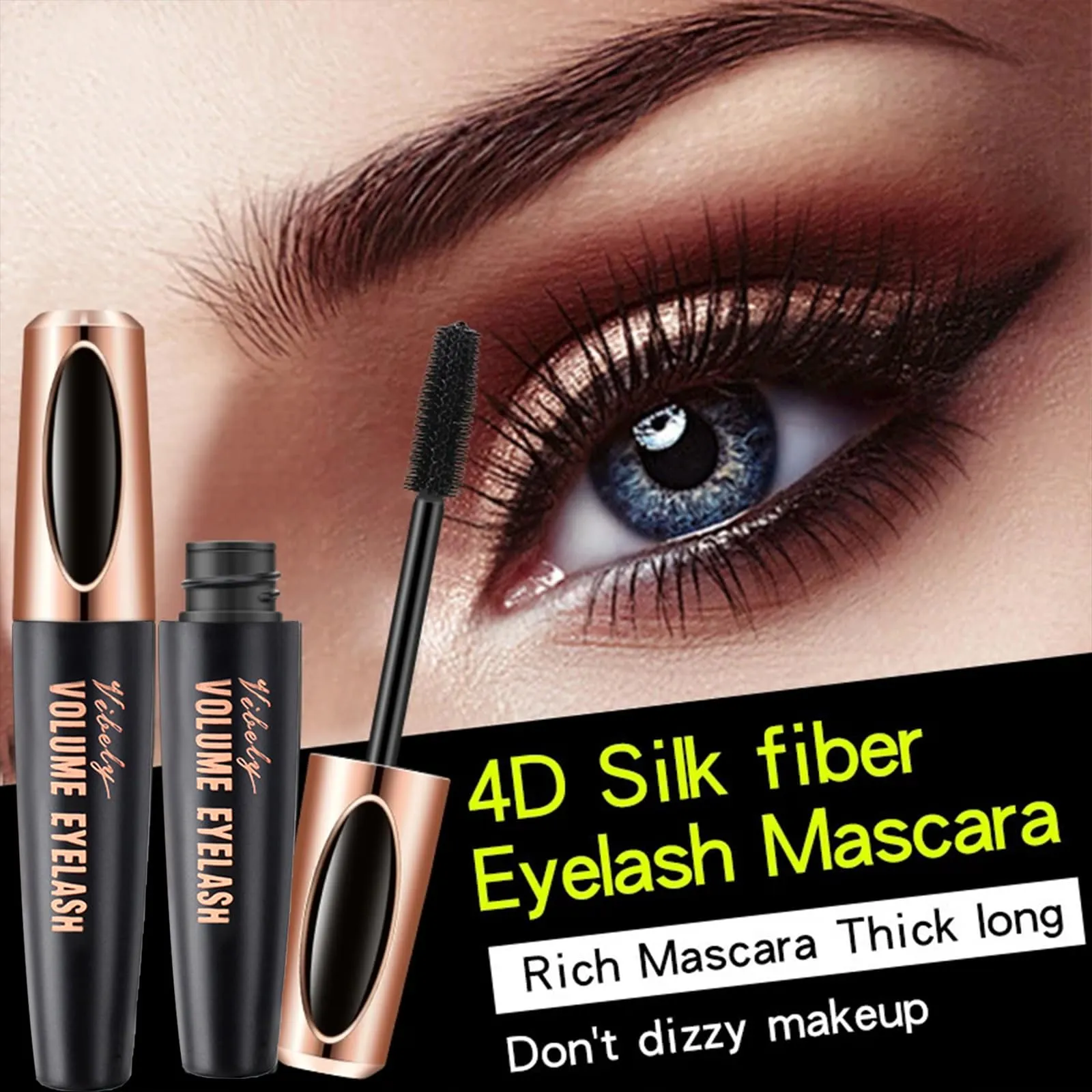 4D Silk Fibers Lashes Mascara,Exquisitely Full,Thickening Softer Fuller Lashes,Long-Lasting No Flaking Natural No Clumping,Waterproof Smudge-proof Thickening Mascara,All Day Exquisitely Full(3 PCS)