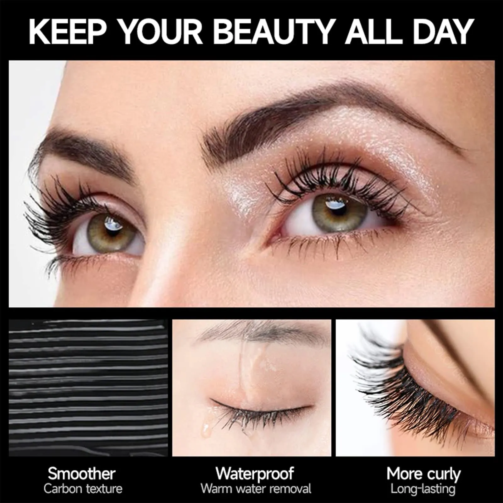 4D Silk Fibers Lashes Mascara,Exquisitely Full,Thickening Softer Fuller Lashes,Long-Lasting No Flaking Natural No Clumping,Waterproof Smudge-proof Thickening Mascara,All Day Exquisitely Full(3 PCS)