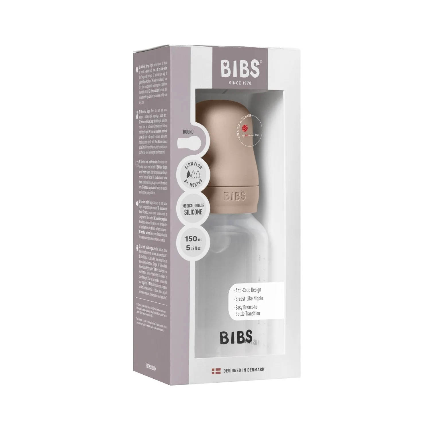 Bibs Blush Bibs Baby Bottle Round Silicone 1 Pack 150 ml Slow Flow