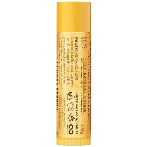 Burt's Bees Lip Balm Stocking Stuffers, Moisturizing Lip Care Christmas Gifts, Tropical - Pineapple, Berry Agua Fresca, Dragon Fruit Lemon and Coconut and Pear, Natural Origin Treatment (4-Pack)