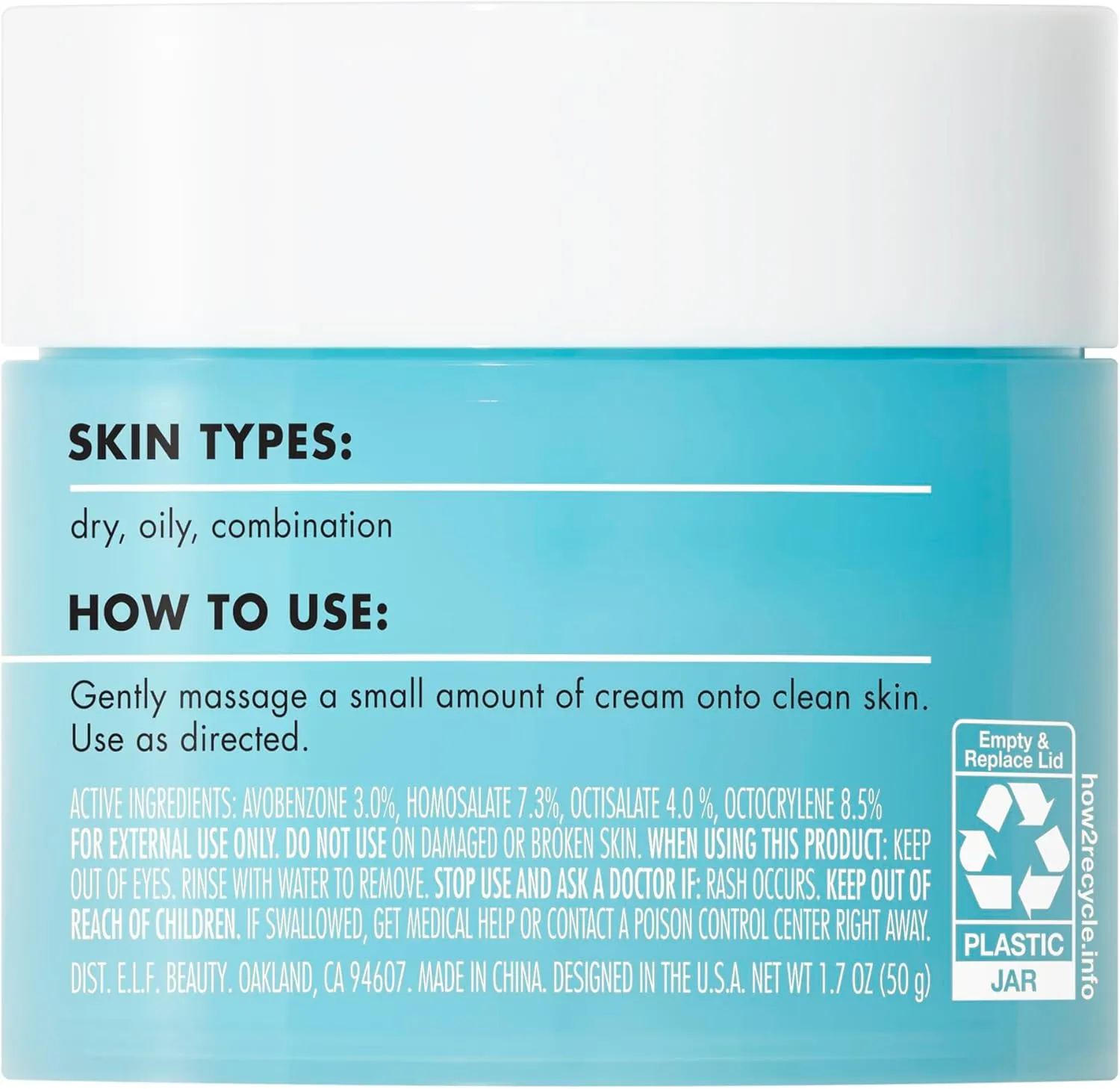 ELF SKIN Holy Hydration Face Cream Broad Spectrum SPF 30 Sunscreen